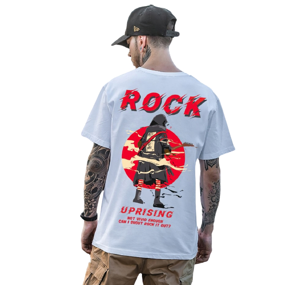 Cool Men's T-Shirt Oversize with Graffiti / Casual Streetwear in Rock Style - HARD'N'HEAVY