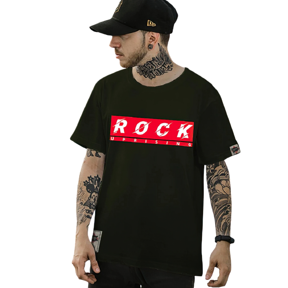 Cool Men's T-Shirt Oversize with Graffiti / Casual Streetwear in Rock Style - HARD'N'HEAVY