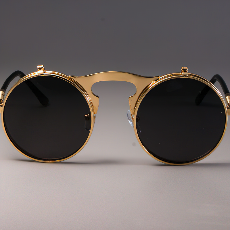 Cool metal round sunglasses for men and women, retro style eyewear with UV protection and unique design.