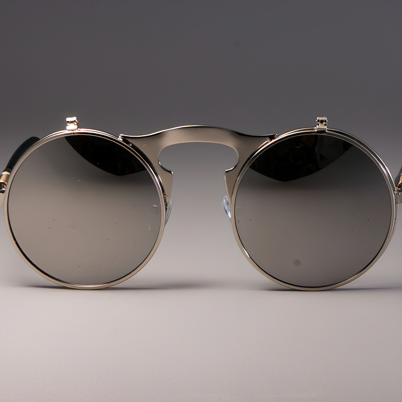 Cool metal round sunglasses for men and women, retro-style fashion eyewear with UV protection.