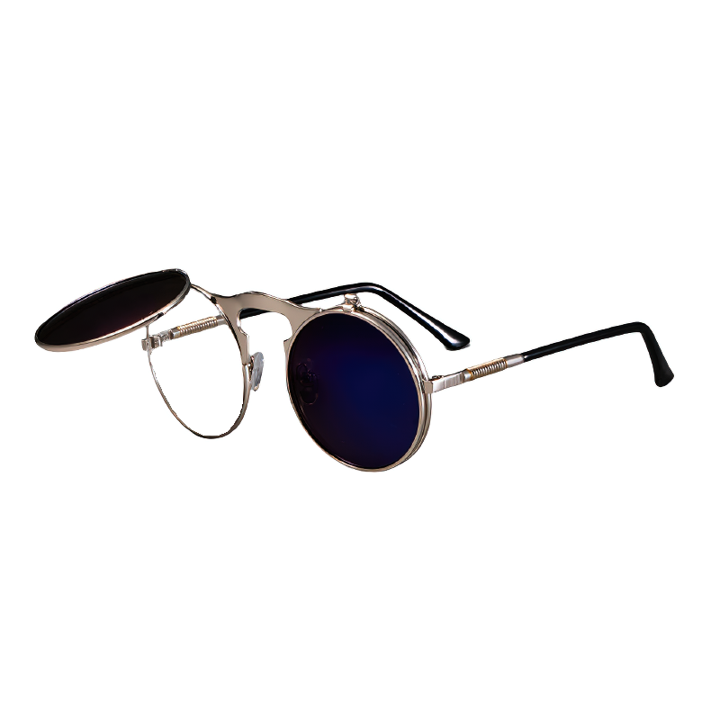 Cool metal round sunglasses for men and women, stylish UV protection eyewear with retro flair.