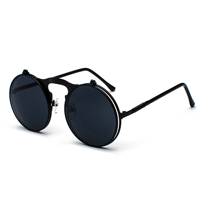 Cool metal round sunglasses for men and women, retro style, UV protection eyewear, stylish and unisex design.
