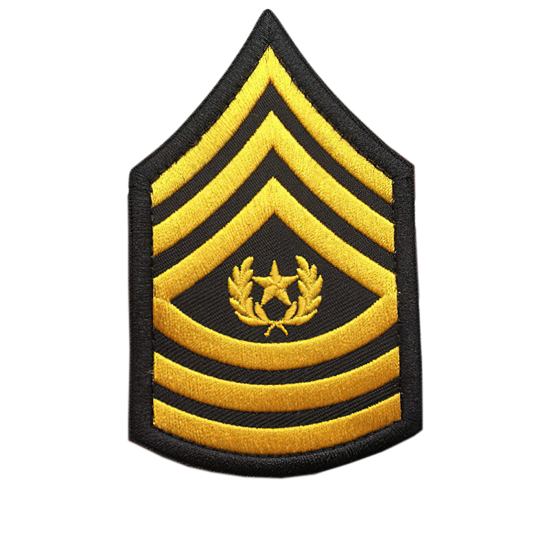 Cool military embroidered unisex tactical patch with black and gold design for personalized clothing style.