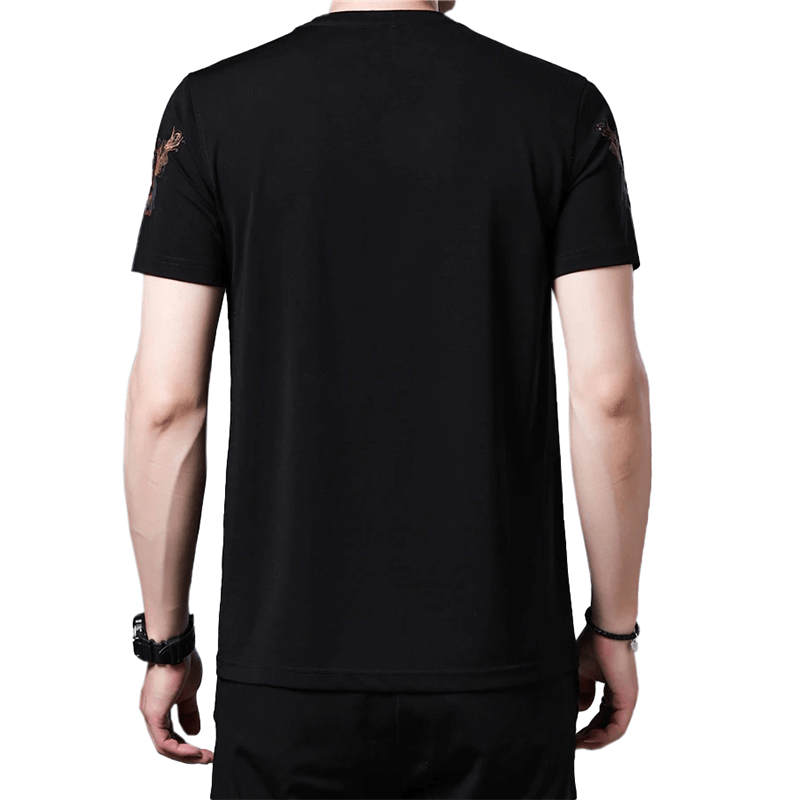 Cool O-Neck Black T-Shirt with Print for Men / Fashion Male Soft Short Sleeves T-shirts