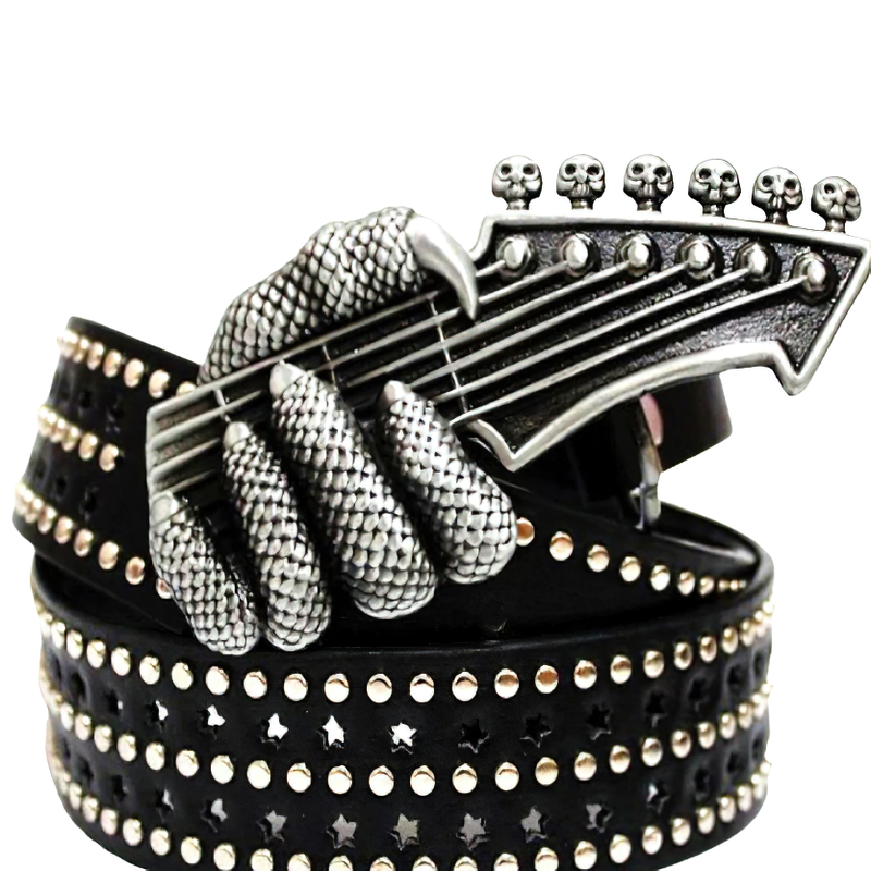 Cool Rivet Buckle Belt Of Guitar Shape For Men And Women / Unisex Rock Style Accessories - HARD'N'HEAVY