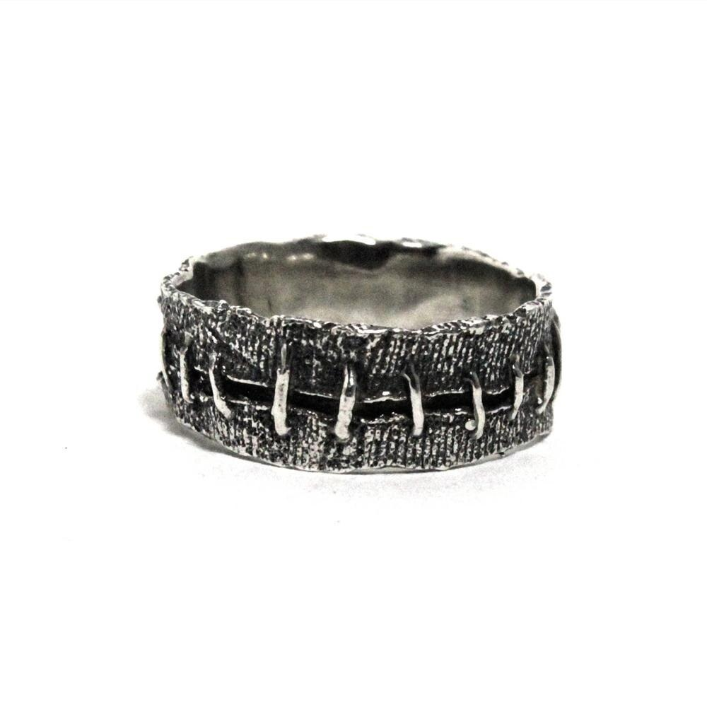 Cool Stainless Steel Jewelry / Unisex Punk Style Ring / Vintage Silver Seam Ring - HARD'N'HEAVY