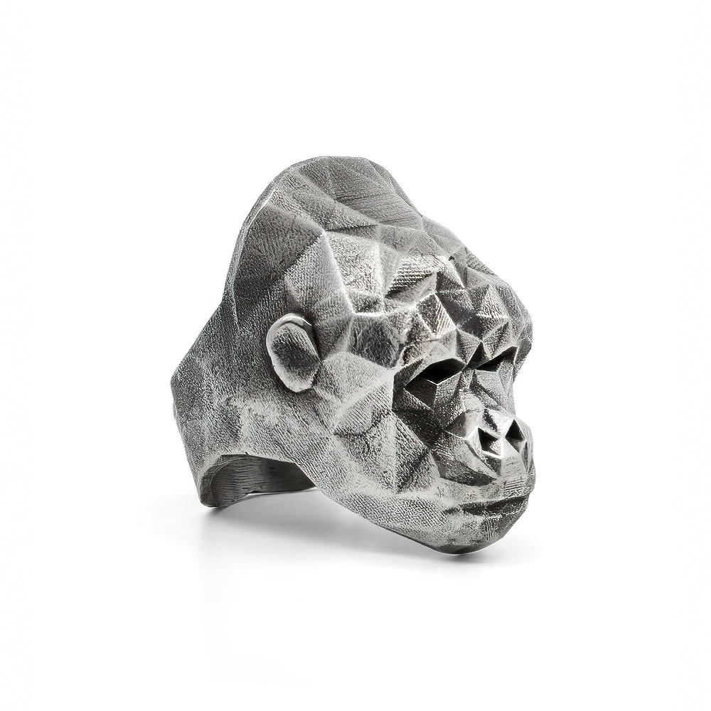 Cool Stainless Steel Ring / Silver Animal Ring / Rock Style Jewelry / Monkey Head Ring - HARD'N'HEAVY