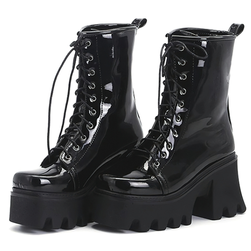 Coole Street Gothic-Stiefel zum Schnüren für Damen / Freizeitschuhe mit Plateau und dickem Absatz