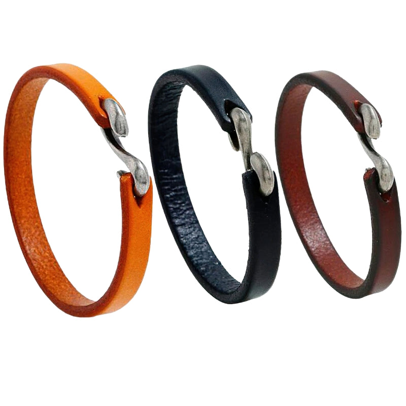 Cool Unisex Genuine Leather Narrow Bracelets / Cuff Bangle in Rock Style - HARD'N'HEAVY