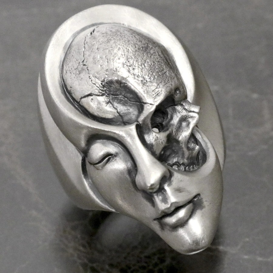 Cool Unisex Ring With Face / Skull Stainless Steel Jewelry / Vintage Rock Style Skeleton Ring - HARD'N'HEAVY