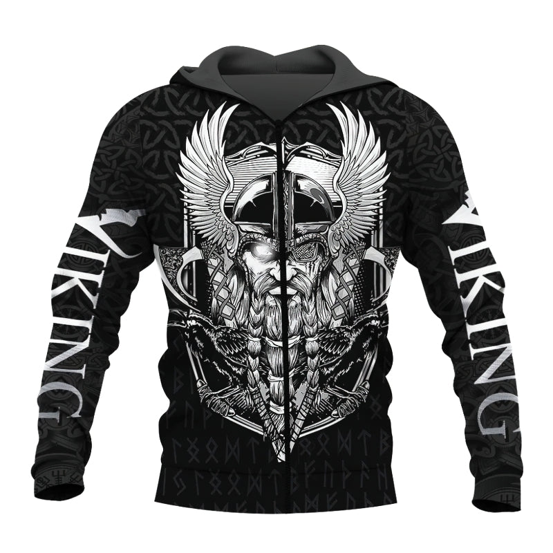 Cool Viking 3D Print Black Hoodie / Fashion Unisex Top for Everybody - HARD'N'HEAVY