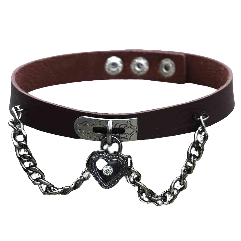 Cool Vintage Necklace for Women / Handmade Jewelry Choker / Gothic PU Leather Necklace - HARD'N'HEAVY