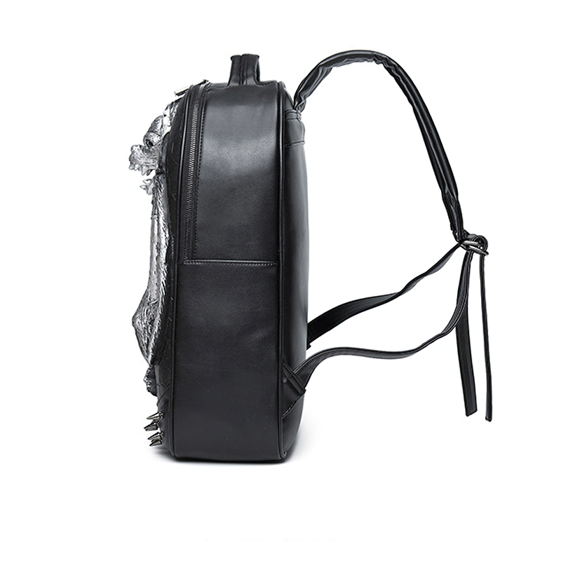 Cool Waterproof Backpack in Rock Style / Solid Zipper Rivet Shoulder Bags with Decorate Bat - HARD'N'HEAVY