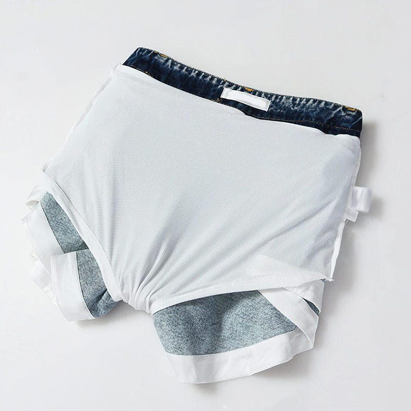 Cool women's high waist ruffle denim mini shorts in cotton, perfect for trendy summer outfits.