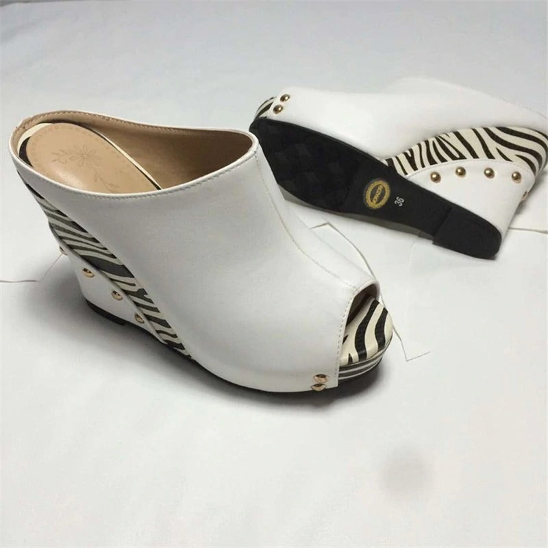 Cool Women's High Heel Sandals / Sexy Wedges Summer PU Leather Shoes for Lady - HARD'N'HEAVY