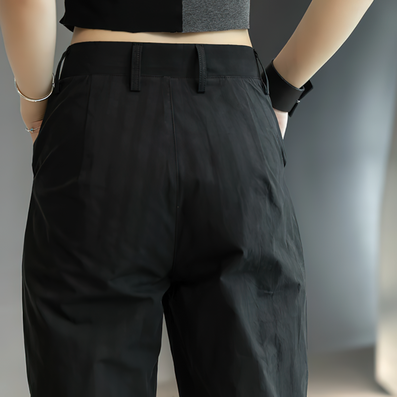 Cool Women's High Waist Black Pants / Female Alternative Style Trousers - HARD'N'HEAVY