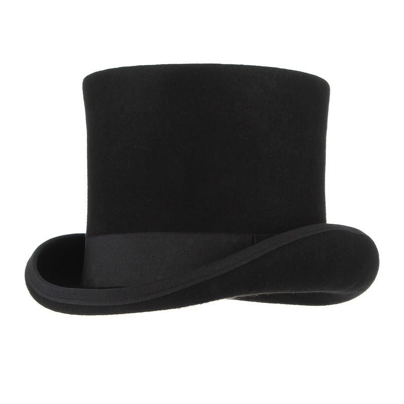 Cosplay Cylinder Hat in black, made of wool, ideal for goth alternative fashion and rock n roll style.