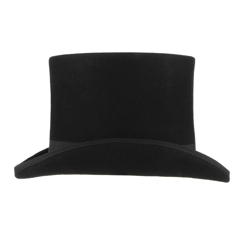 Black Slash Cylinder Hat for men, perfect for cosplay and alternative goth fashion, made of warm wool.