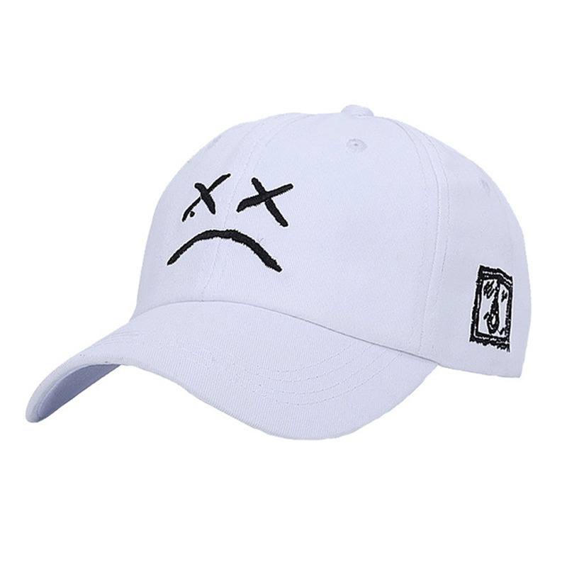 Cotton baseball cap for men and women featuring a crying face print, perfect for casual style and sunny days.