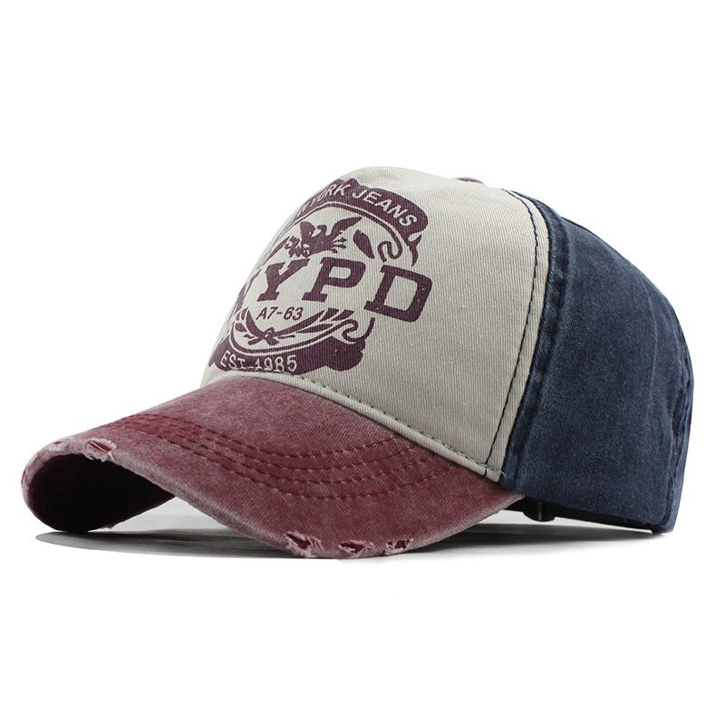 Unisex cotton baseball cap with retro print, adjustable snapback, casual stylish accessory in multiple colors.