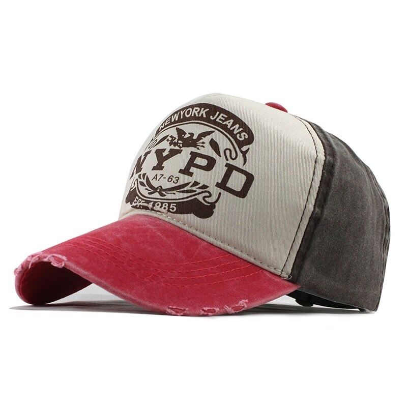 Unisex cotton baseball cap with NYPD retro print, stylish adjustable snapback design in casual colors.