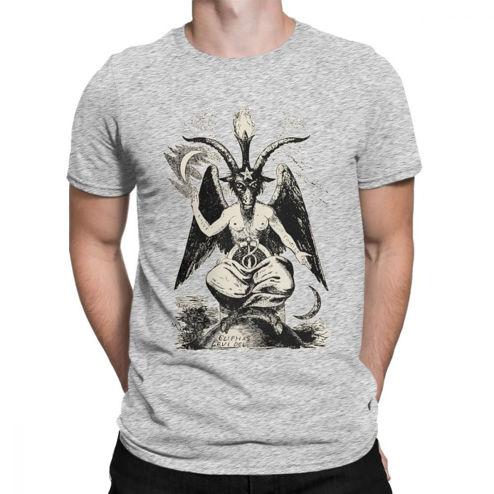 Gothic cotton T-shirt for men featuring devil demon print, perfect for rock concerts and parties.