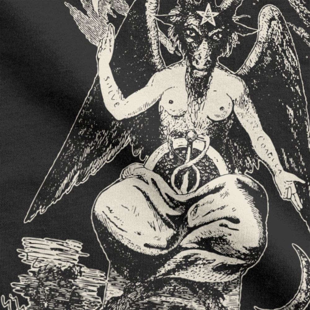 Gothic style cotton T-shirt featuring a devil demon print for men, perfect for rock parties and concerts.
