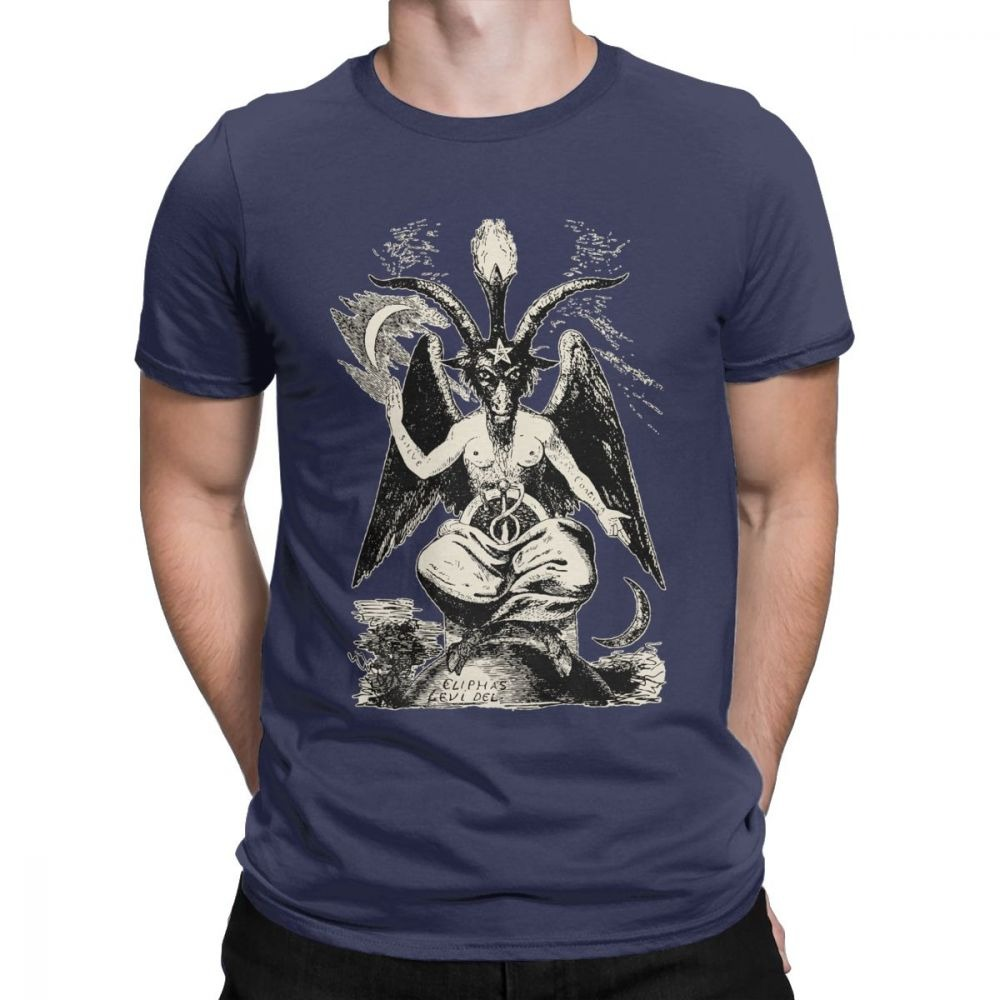 Gothic style cotton T-shirt for men featuring a devil demon print, perfect for rock parties or concerts.