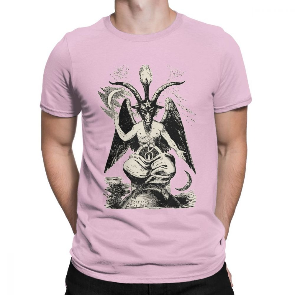 Men's cotton Gothic T-shirt with vintage devil demon print, perfect for rock parties and concerts.