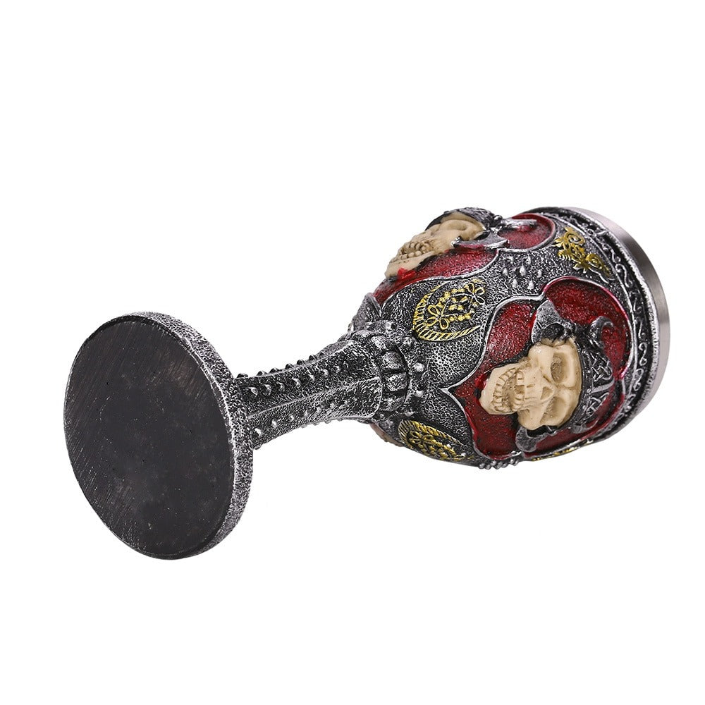 Vintage Cow Head Ghost Wine Glass with skull ornament for gothic bar decor, blending function and style.