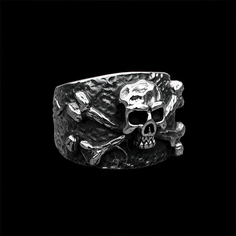 Crossbones Silver Color Pirate Ring / Staibless Steel Skull Jewellery - HARD'N'HEAVY