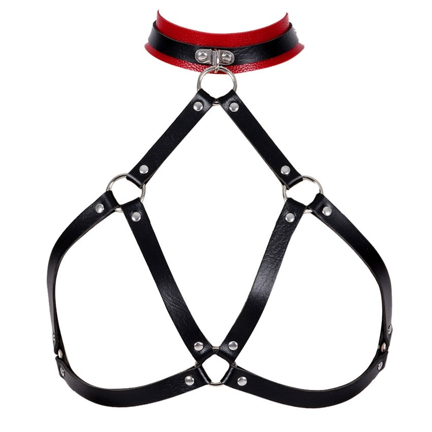 Cupless Women PU Leather Body Harness / Hollow Out Bondage Garter Belt / Halloween Rave Outfits #1 - HARD'N'HEAVY