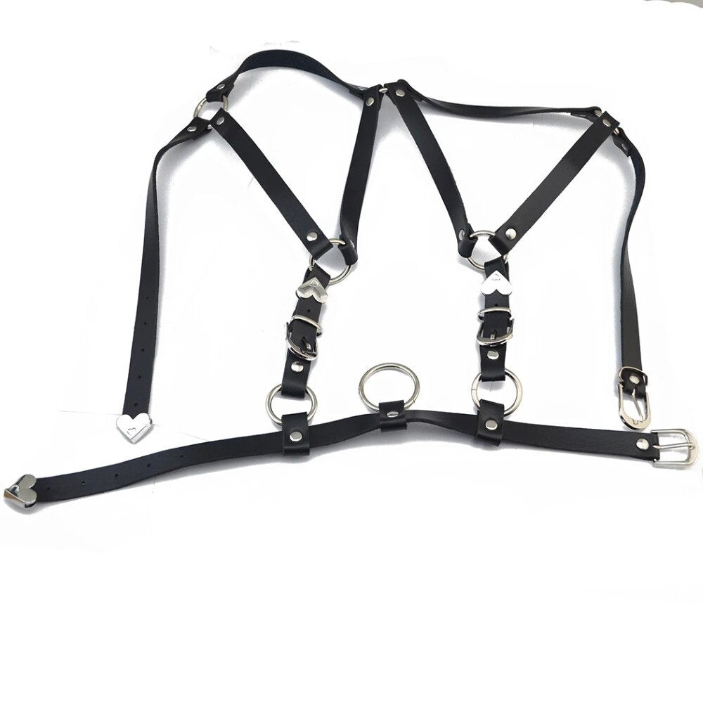Cupless Women PU Leather Body Harness / Hollow Out Bondage Garter Belt / Halloween Rave Outfits #6 - HARD'N'HEAVY
