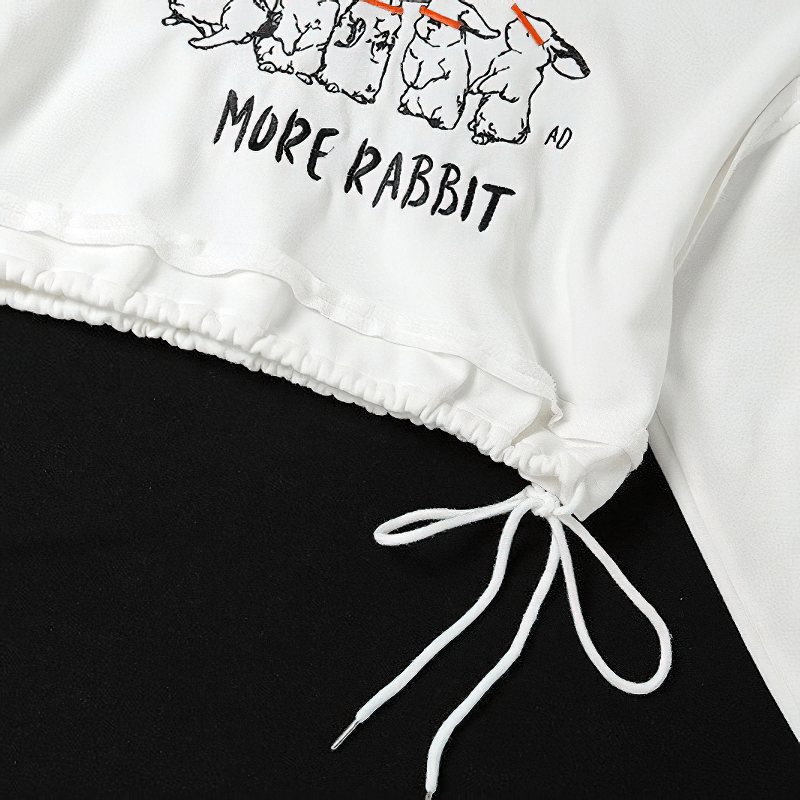 Cute and Sexy White Cropped Hoodie / Embroidered Hooded Short Top / Women's Alternative Apparel