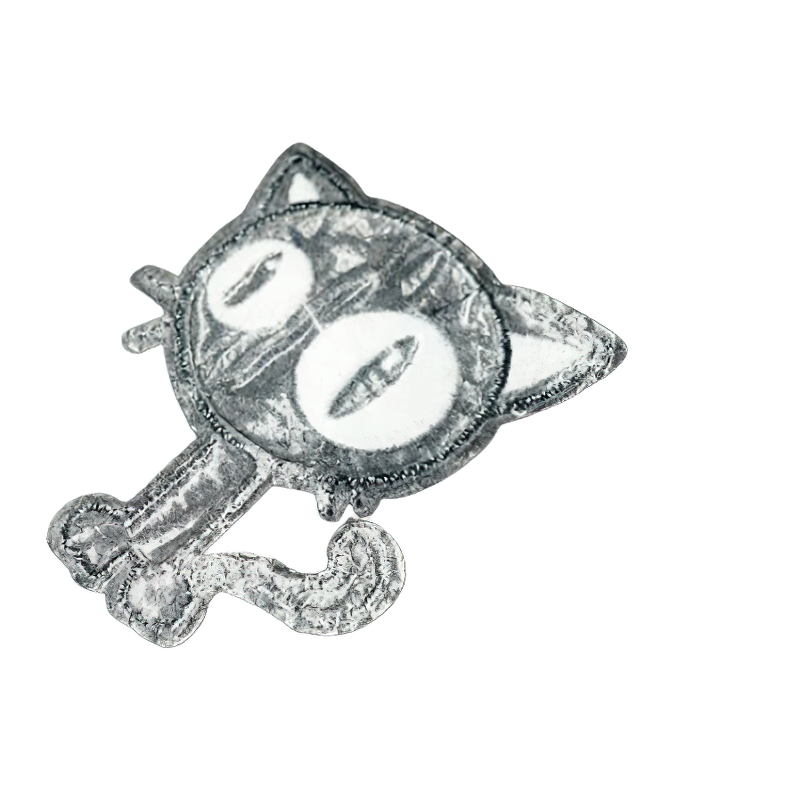 Cute black cat patch for clothing; stylish animal thermal decal for alternative fashion.