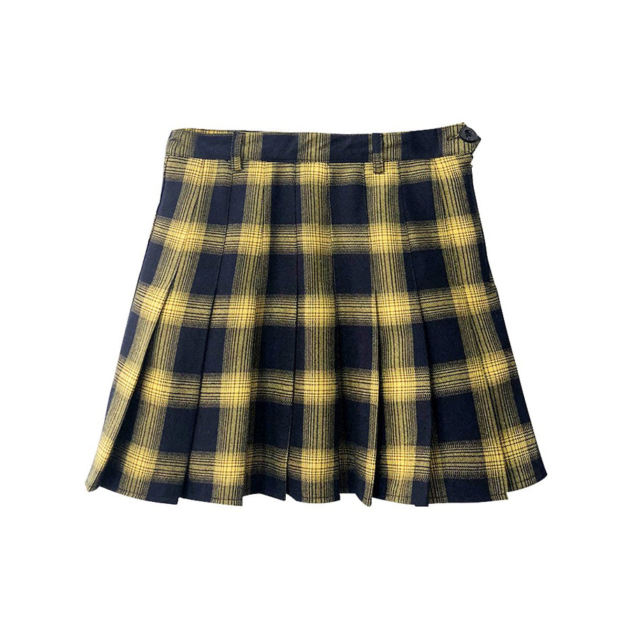 Cute Lattice Pleated Skirt for Women / High Waist Female Short Skirt / Grunge outfits - HARD'N'HEAVY
