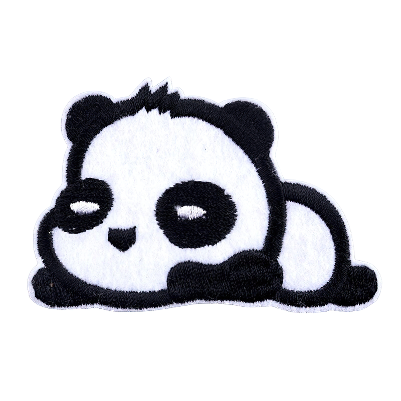 Cute sleeping panda patch for clothing, stylish unisex embroidery accessory, ideal for alternative fashion.