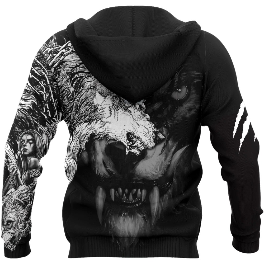 Dark and White Wolves 3D Printed Hoodies / Rock Style Hooded Sweatshirt for You - HARD'N'HEAVY