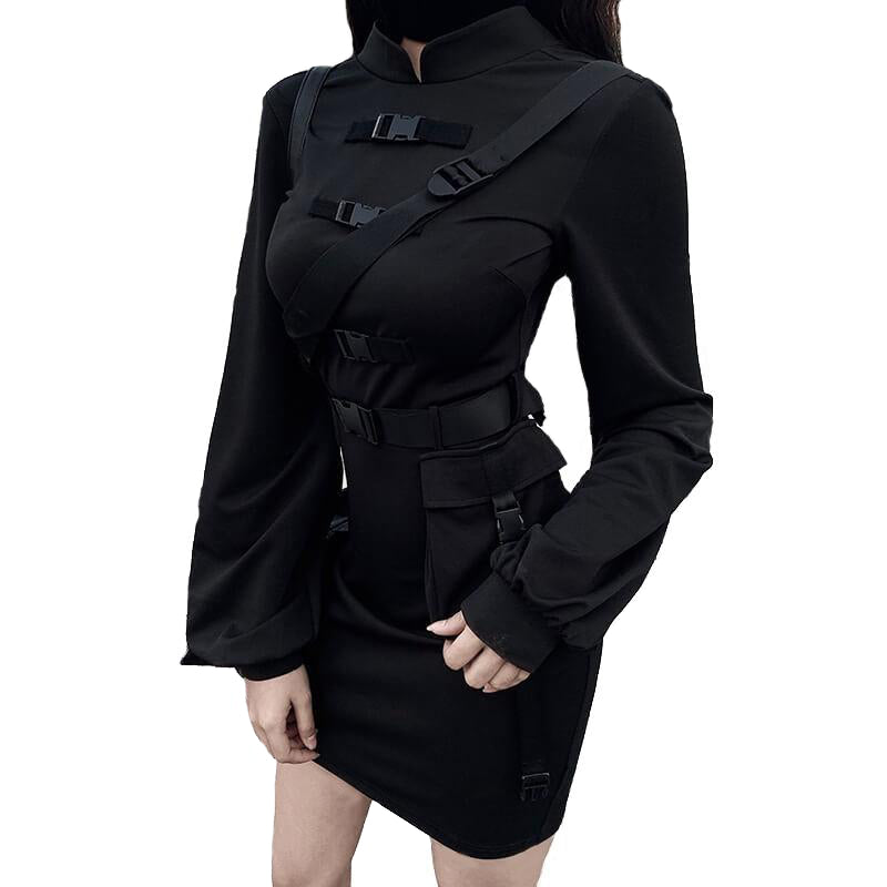 Dark Gothic Style Long Lantern Sleeve Dress / Sexy Gothic Clothing - HARD'N'HEAVY