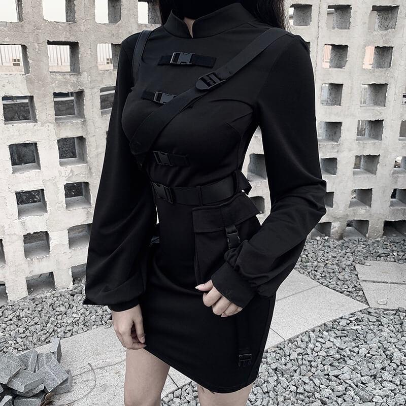 Dark Gothic Style Long Lantern Sleeve Dress / Sexy Gothic Clothing - HARD'N'HEAVY