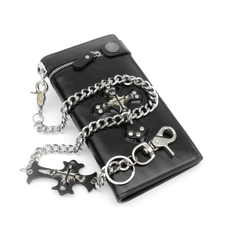 Dark Gothic Style Long Wallet With Chain / Vintage Unisex Hasp Credit Card Purse - HARD'N'HEAVY