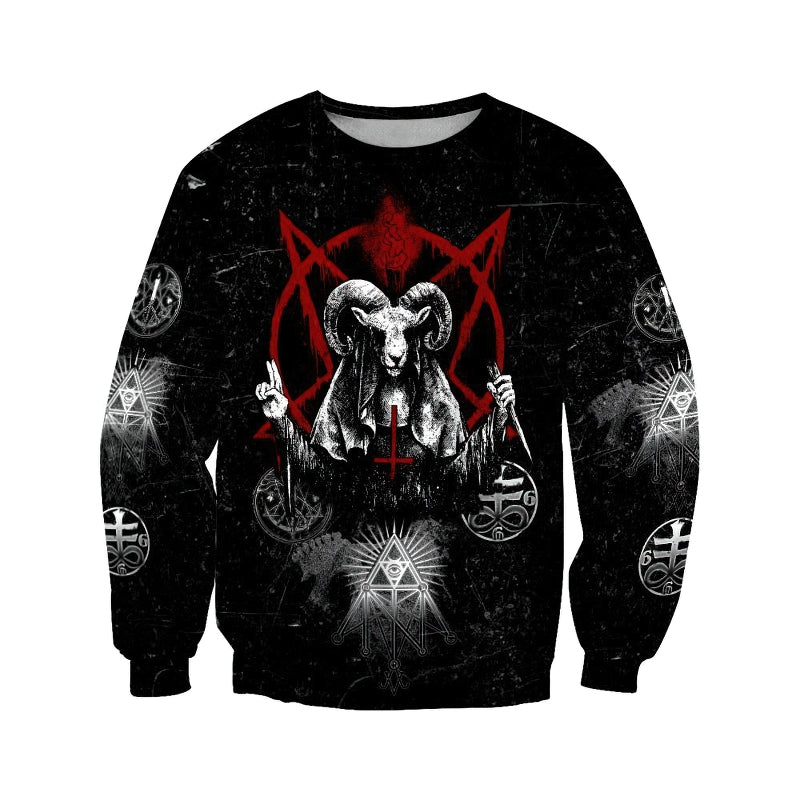 Dark Satanic 3D Print Sweatshirt for Men and Women / Top with Goat Print Top in Alternative Fashion - HARD'N'HEAVY