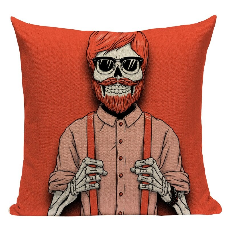 Decorative pillowcase featuring a cartoon skull print, ideal for alternative home decor and adding a quirky touch.