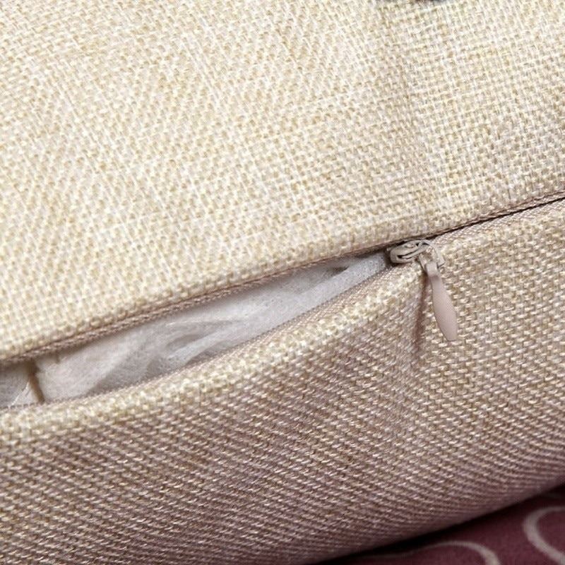 Close-up of a linen pillowcase with hidden zipper showcasing its texture and craftsmanship.
