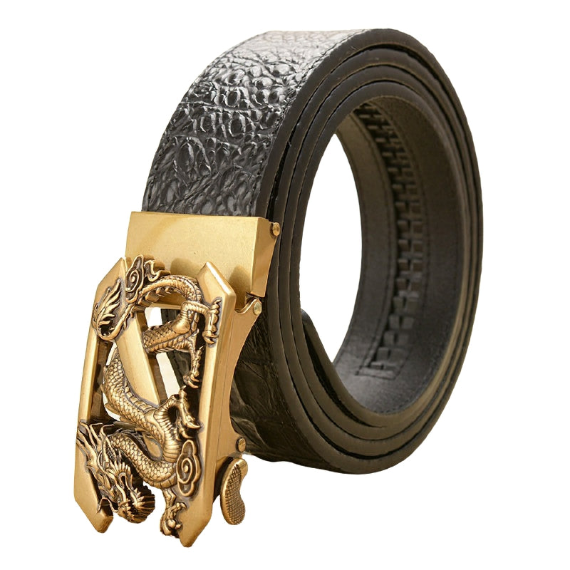 Designer Automatic Belt With Dragon Pattern Buckle / Casual Leather Belt - HARD'N'HEAVY
