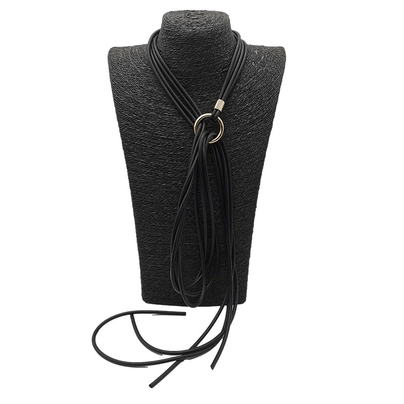 Handmade black rubber necklace for women, perfect luxury goth accessory to elevate your gothic outfits.