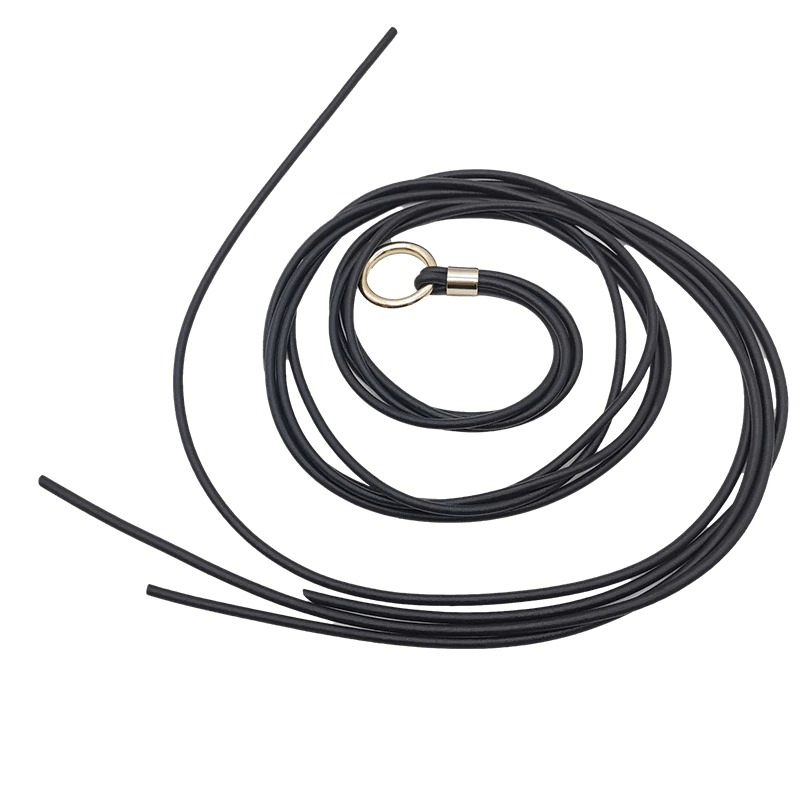 Handmade black rubber necklace for women, gothic style, luxury long accessory perfect for stylish outfits.