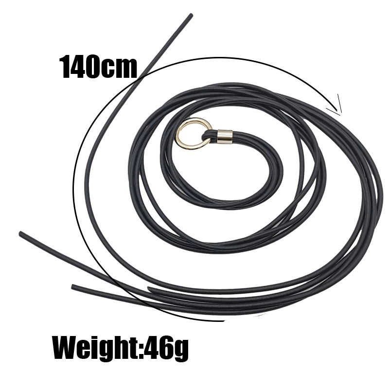 Black rubber necklace measuring 140cm, weight 46g, perfect for gothic style accessories.