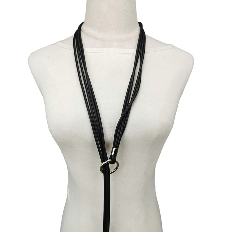 Designer Handmade Black Necklace for Women / Luxury Goth Long Rubber Accessories
