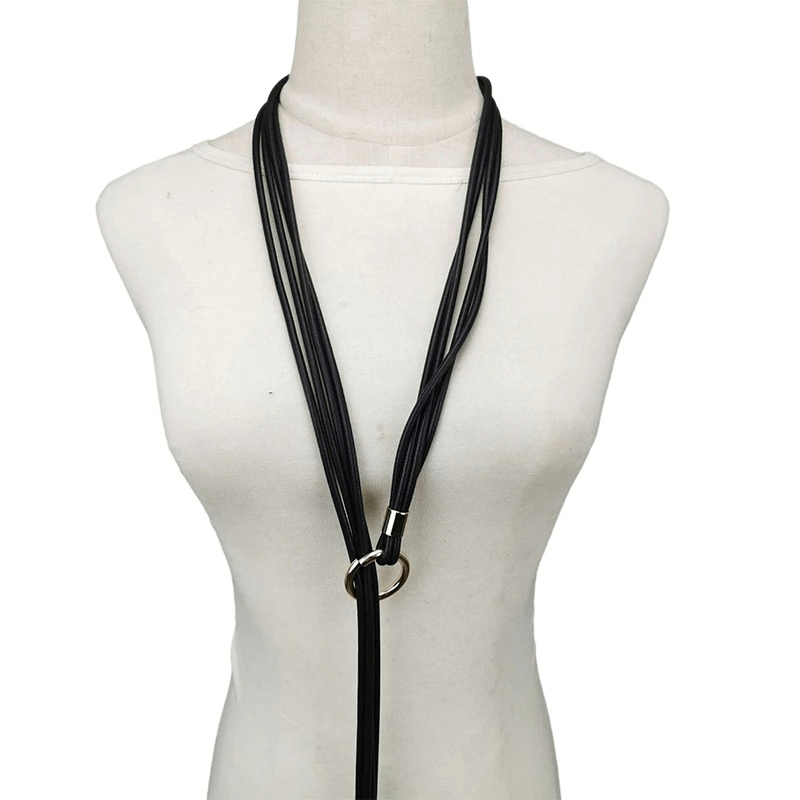 Elegant handmade black rubber necklace for women, featuring a gothic style and unique design, perfect for fashion enthusiasts.